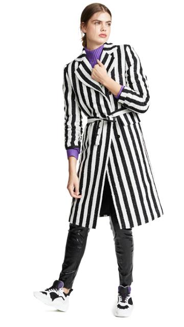 M I S B H V Striped G Wool Coat
