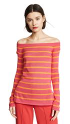Goen J Off Shoulder Knit Top With Stripes