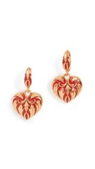 Oscar De La Renta Painted Heart Earrings