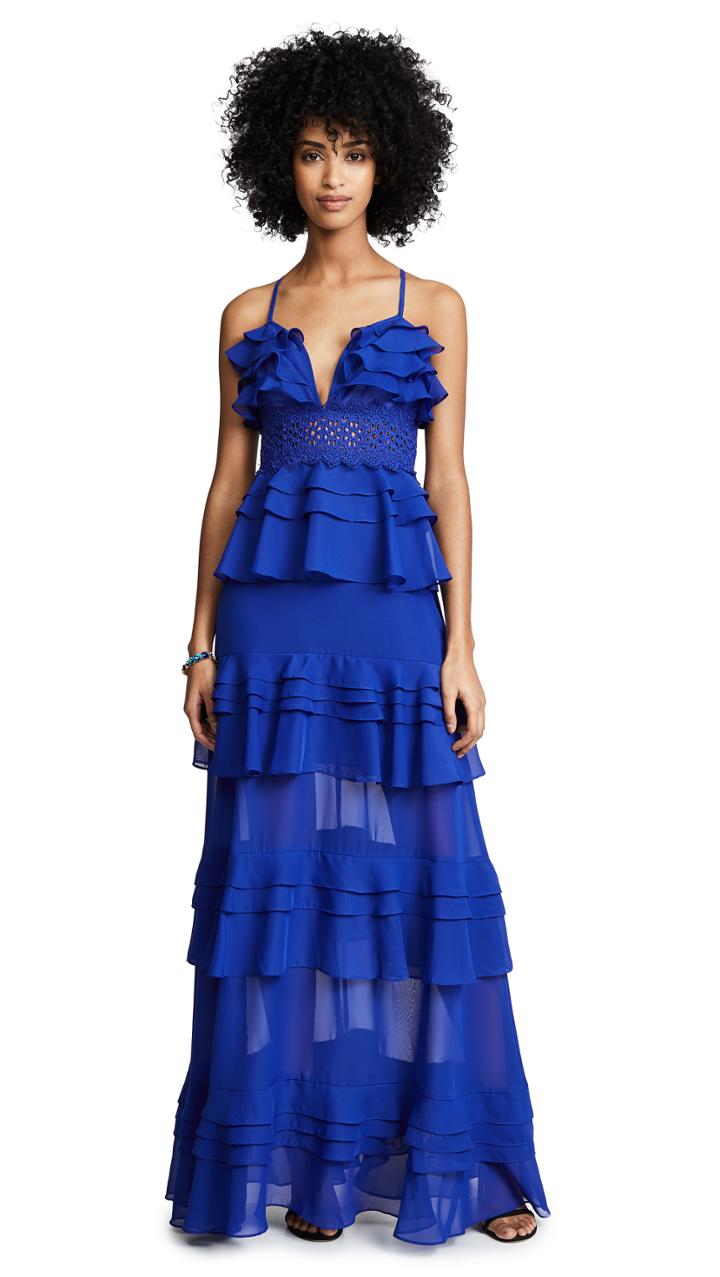 Glamorous Cobalt Ruffle Tiered Dress
