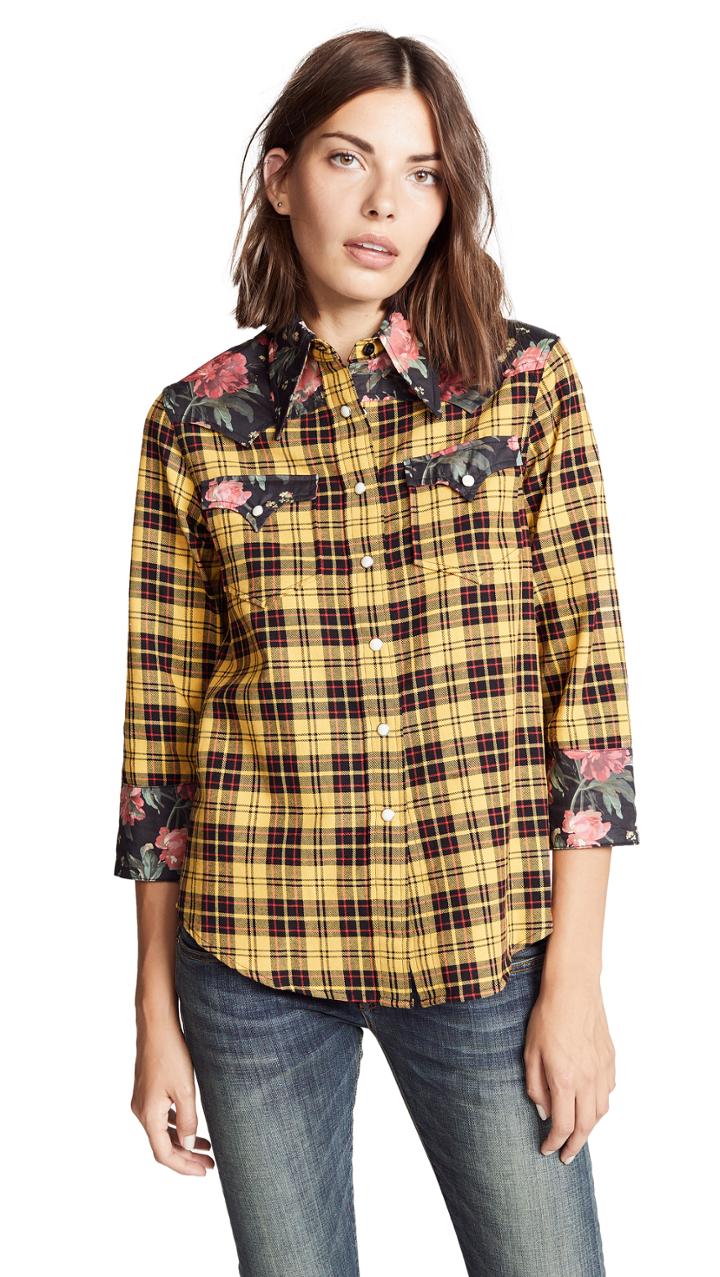 R13 Exaggerated Collar Cowboy Shirt