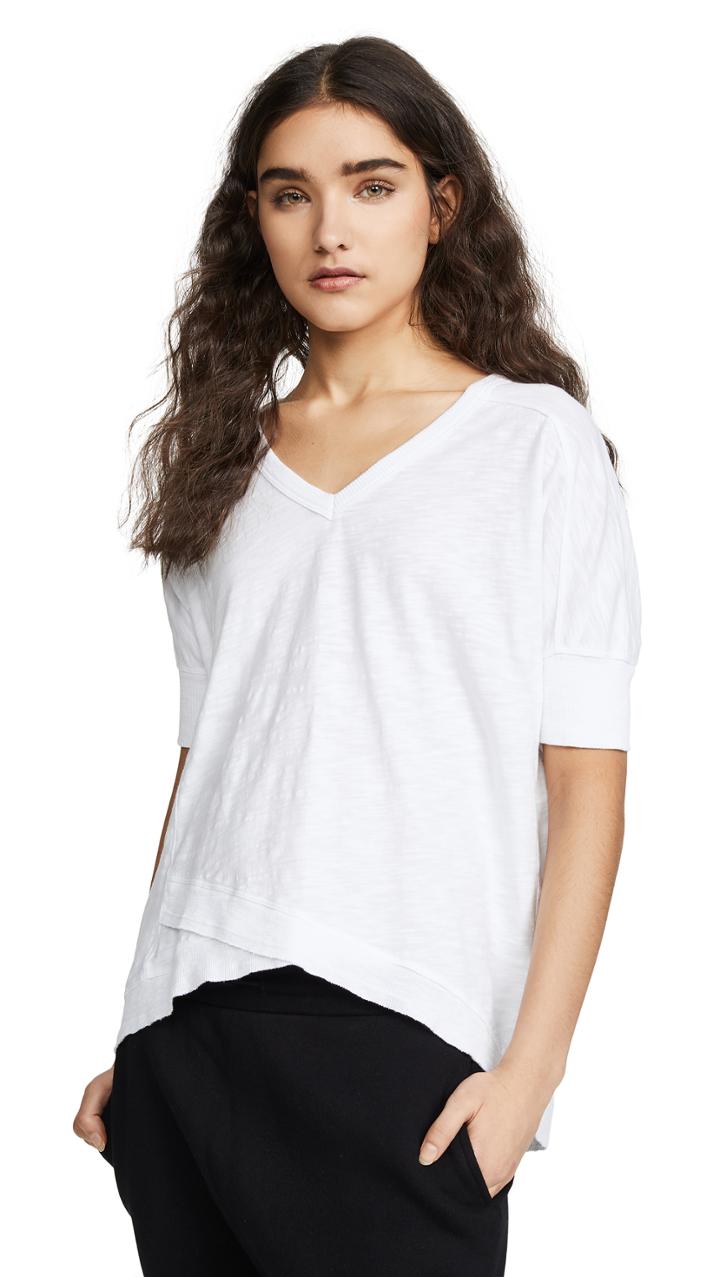 Wilt Deep V Mock Hem Tee