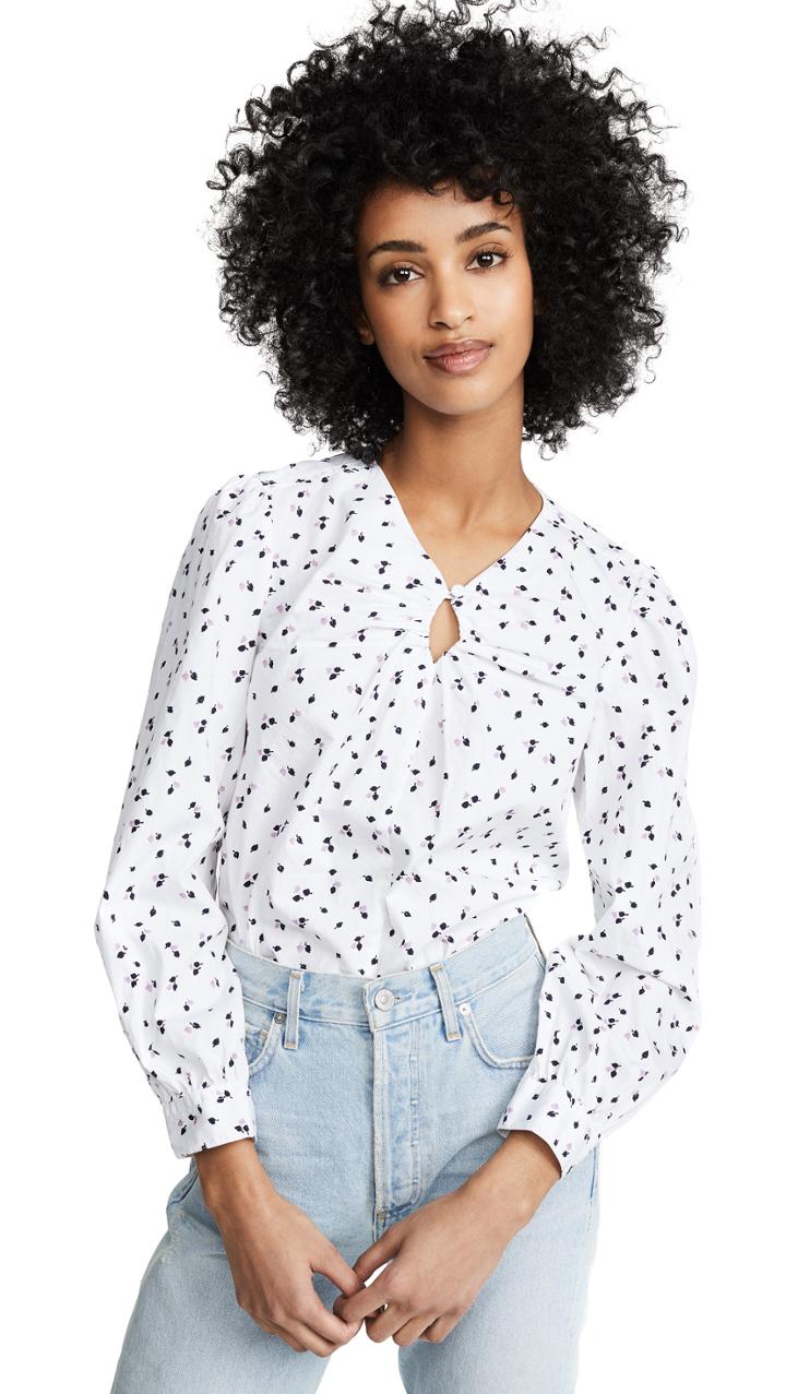 La Vie Rebecca Taylor Long Sleeve Petite Leaf Top