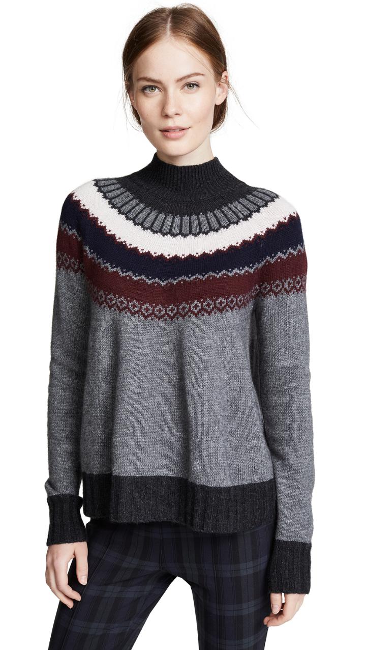 Autumn Cashmere Fair Isle Flare Mock