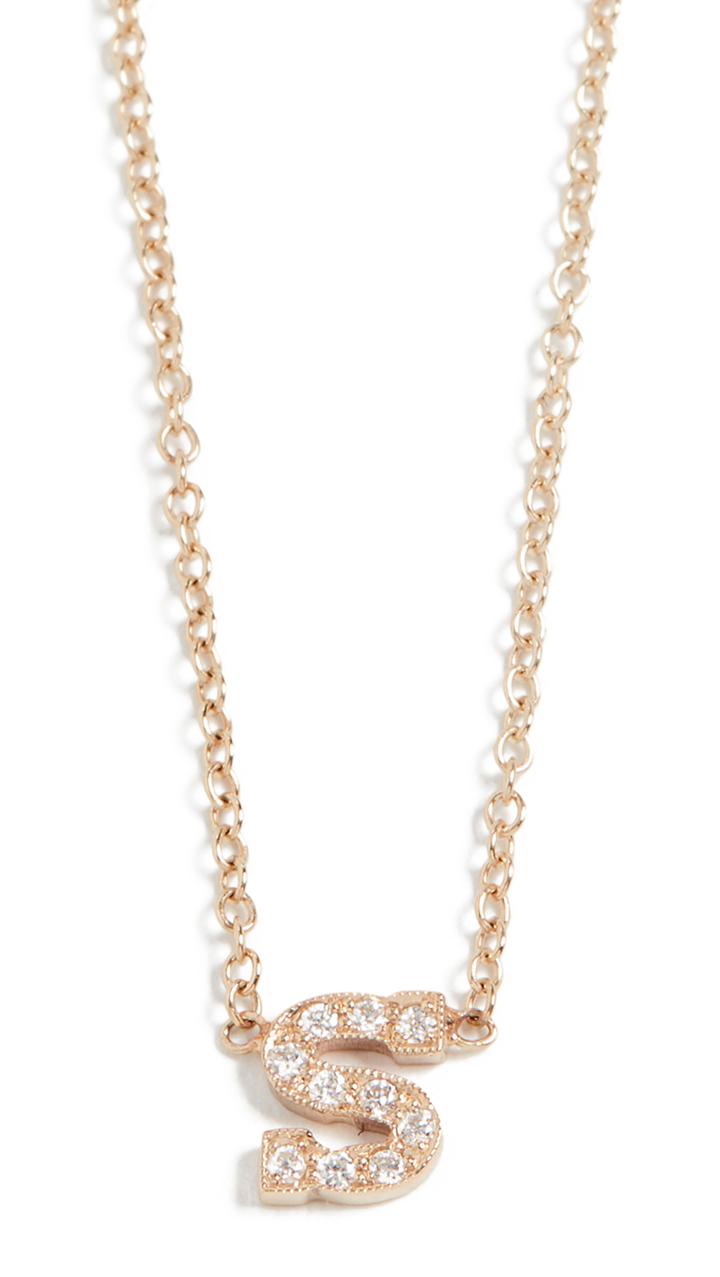 Zoe Chicco Pave Letter Pendant