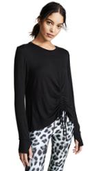 Terez Ruched Tie Front Long Sleeve Tee