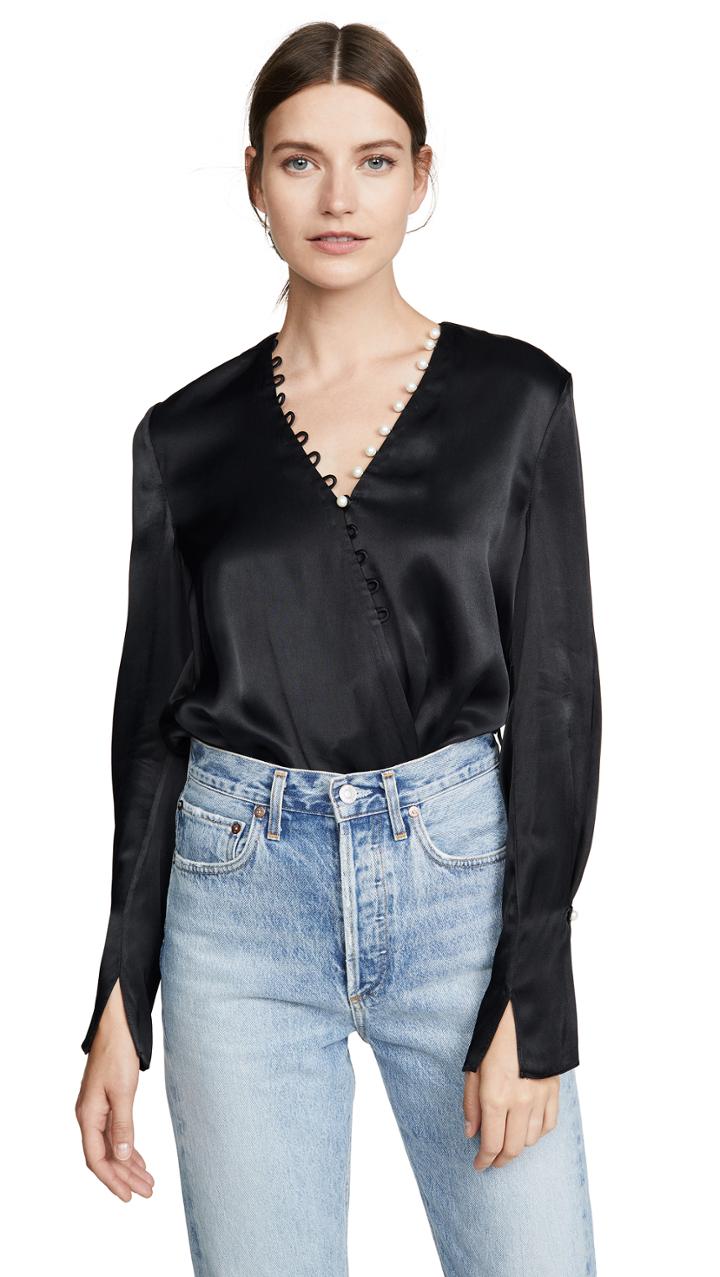 3 1 Phillip Lim Satin Pearl Drape Blouse