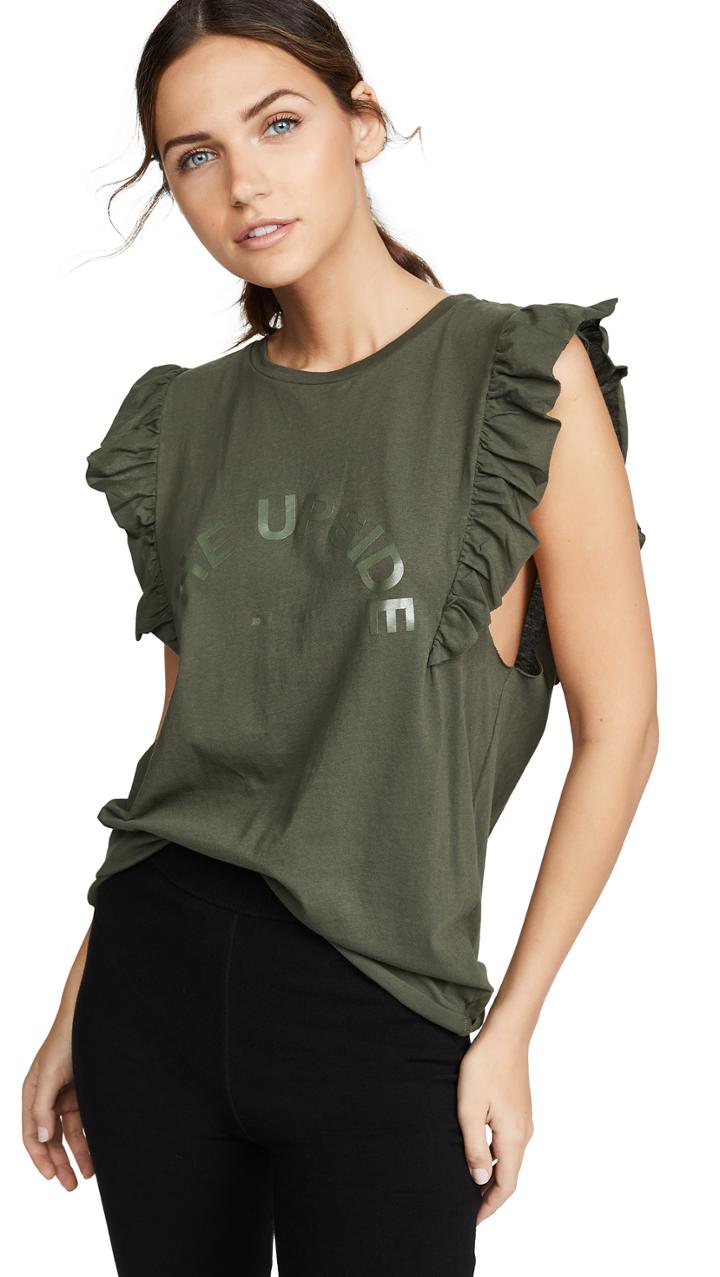 The Upside Khaki Frill Muscle Tee