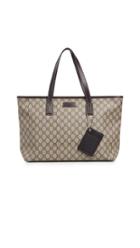 What Goes Around Comes Around Gucci Brown Coated Canvas Medium Tote Bag