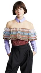 Tata Naka Shirt With Net Inserts And Frill