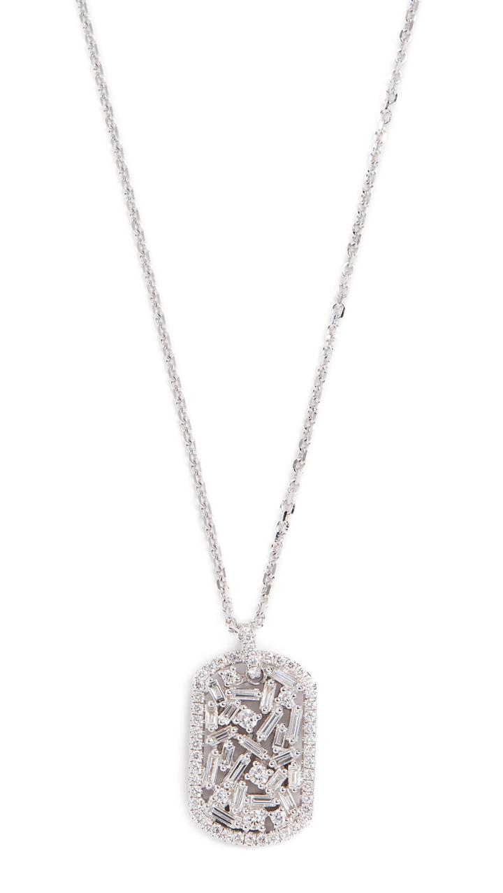 Suzanne Kalan 18k White Gold Mini Dog Tag Necklace