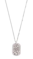Suzanne Kalan 18k White Gold Mini Dog Tag Necklace