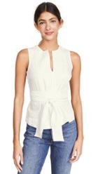 Vince Pencil Stripe Belted Shell