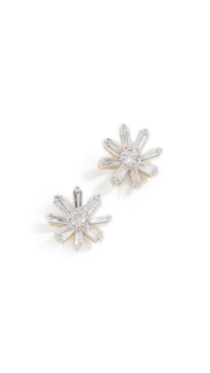 Adina Reyter 14k Diamond Baguette Flower Post Earrings