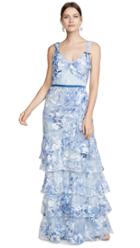 Marchesa Notte Printed Tiered Gown