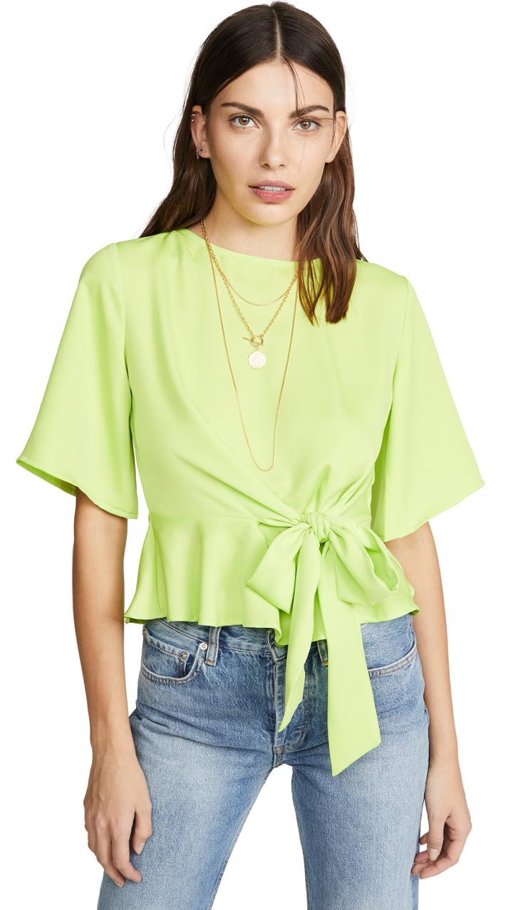 J O A Neon Green Yellow Blouse