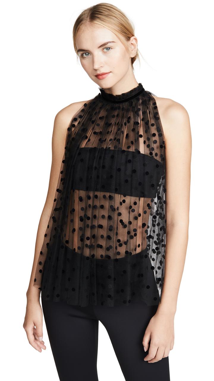 No 21 Polka Dot High Neck Blouse