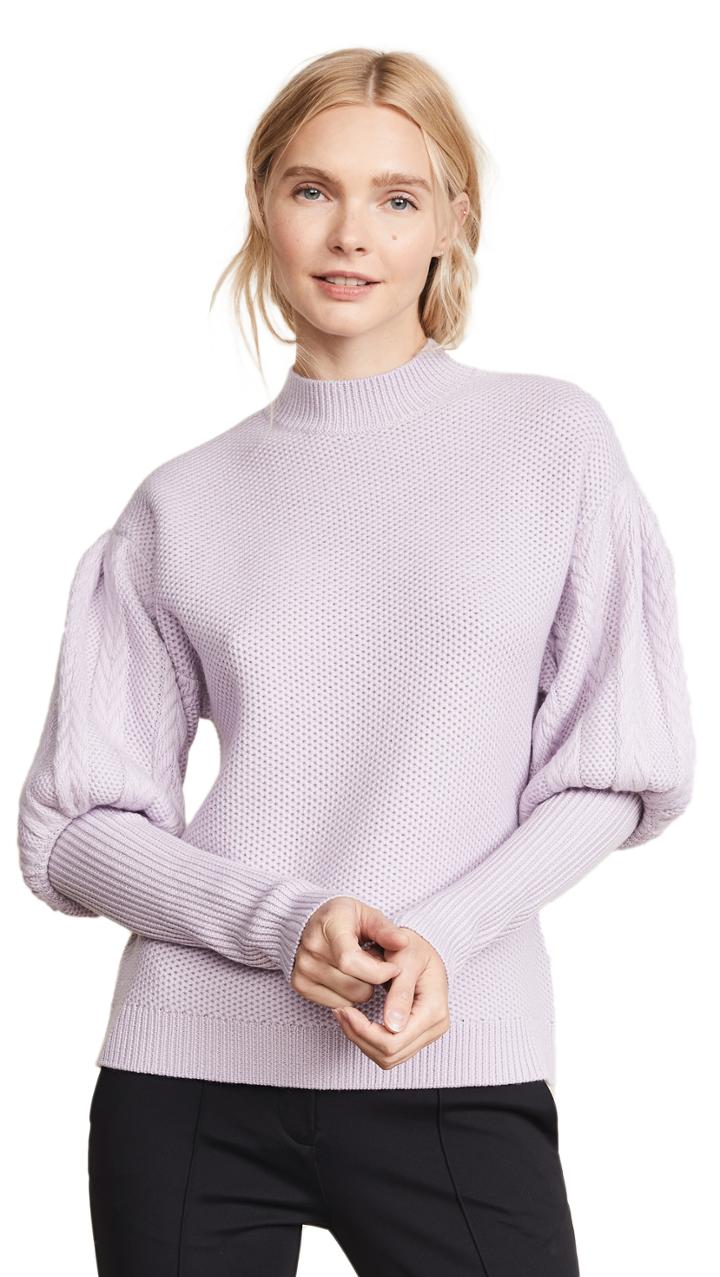 Jonathan Simkhai Wool Tassel Knit Puff Sleeve Sweater