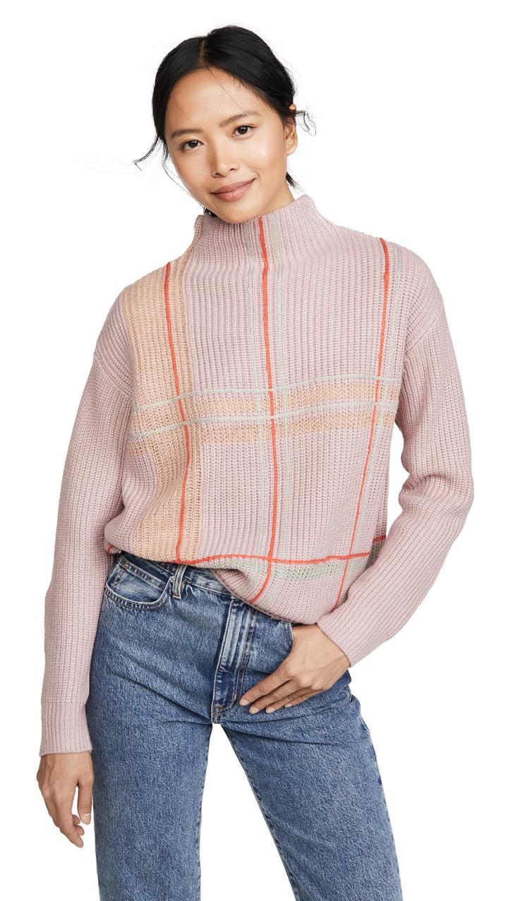 Line Dot Violet Checkered Sweater