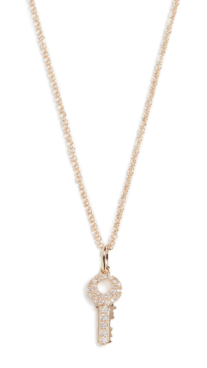 Ef Collection 14k Mini Diamond Key Necklace