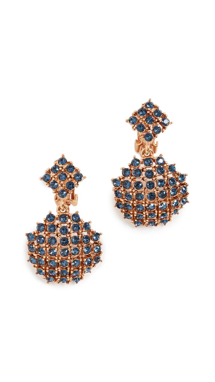 Oscar De La Renta Pave Round Stone Earrings