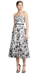 Marchesa Notte Strapless Embroidered 3d Flower Gown