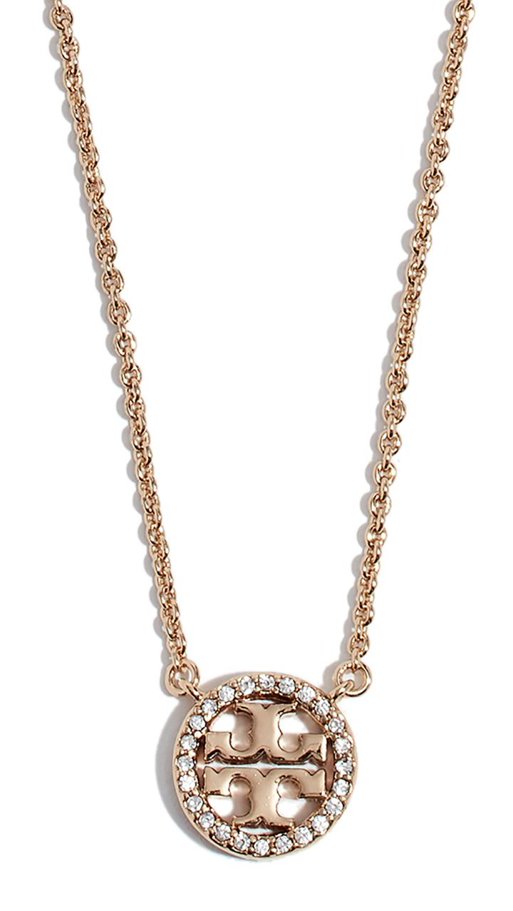 Tory Burch Crystal Logo Delicate Necklace