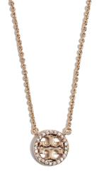 Tory Burch Crystal Logo Delicate Necklace