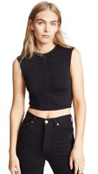 T By Alexander Wang Cropped Jersey Top With Ruching Detail