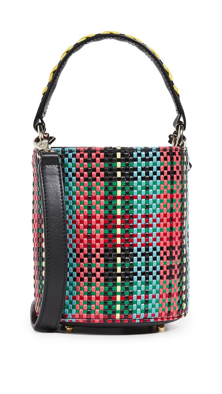 Les Petits Joueurs Baby Olivia Woven Tartan Bucket Bag