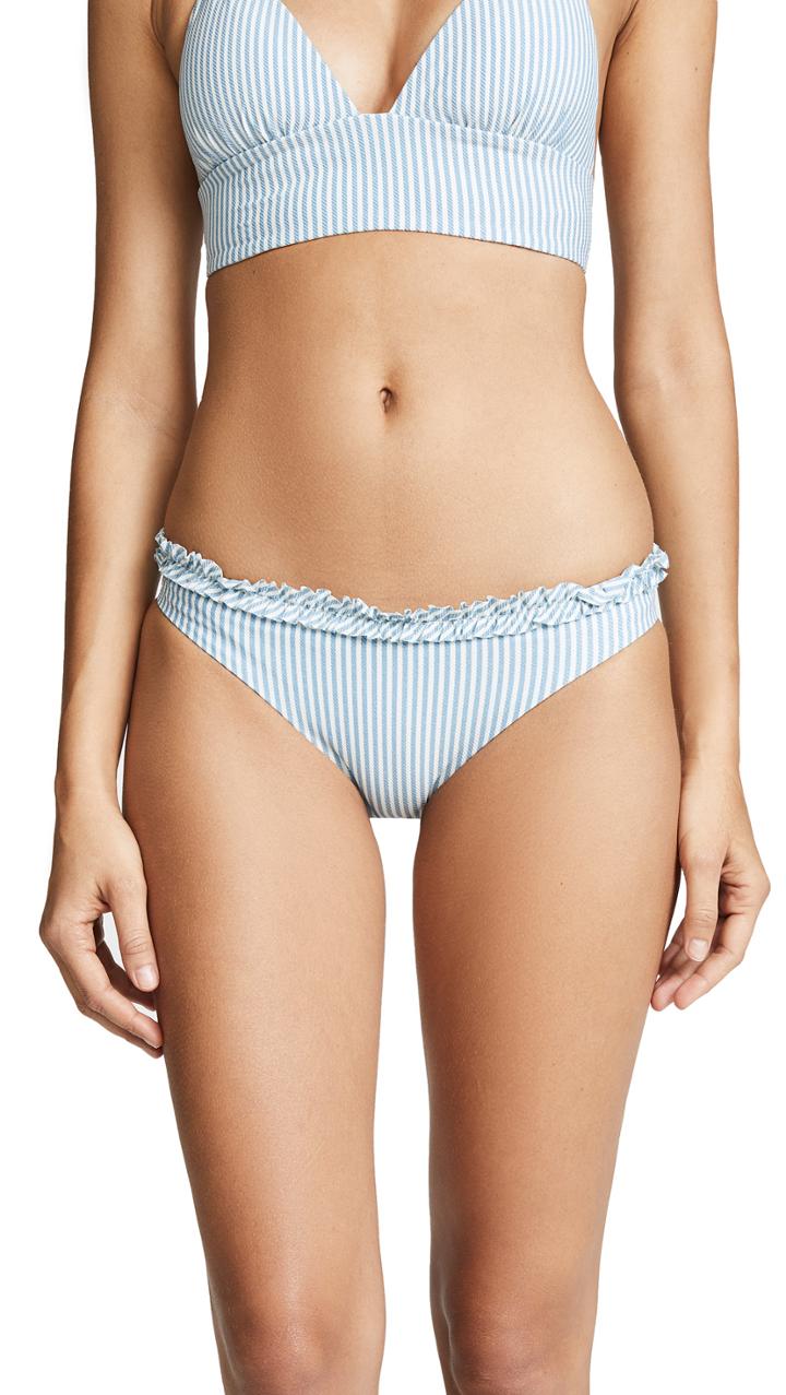 Shoshanna Chambray Pinstripe Ruffle Edge Bottoms