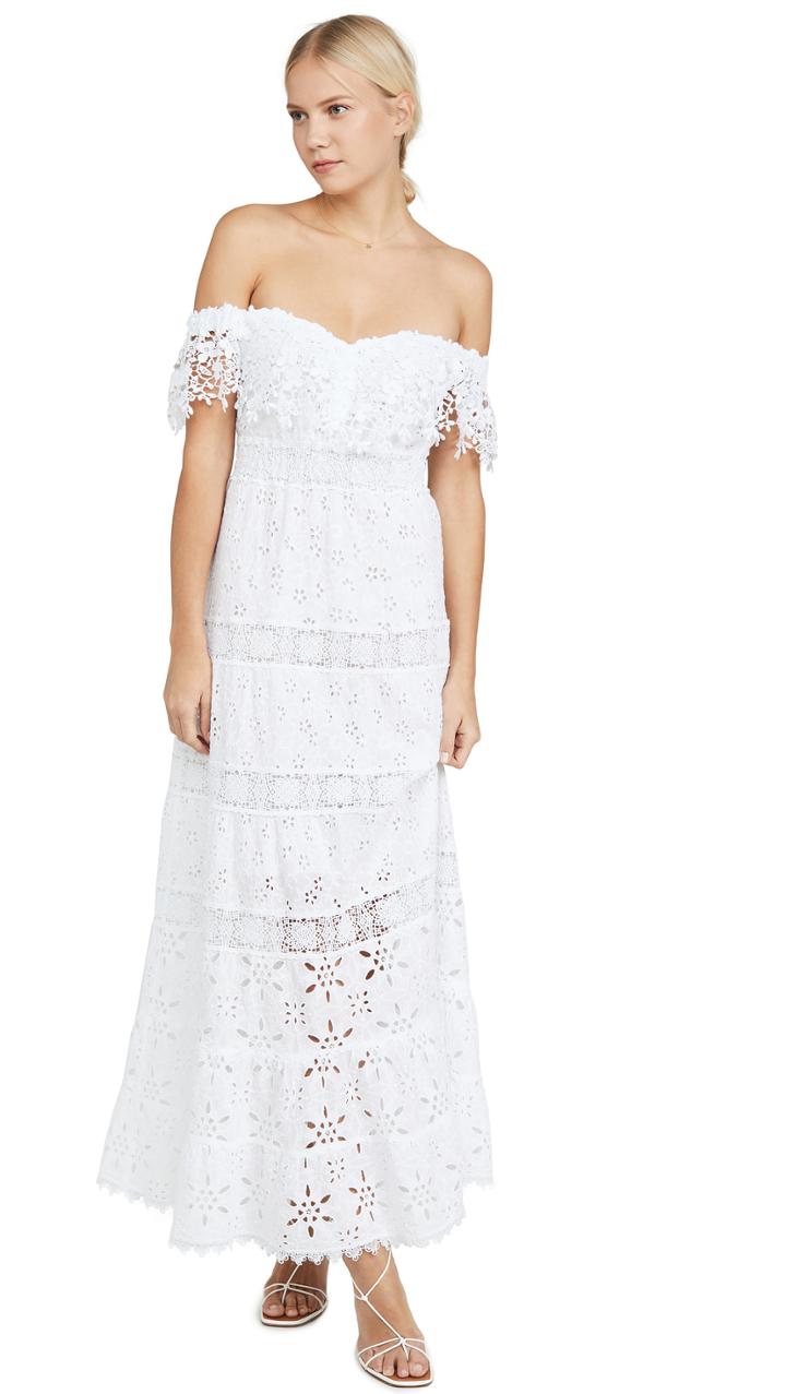 Temptation Positano Off Shoulder Macrame Long Dress