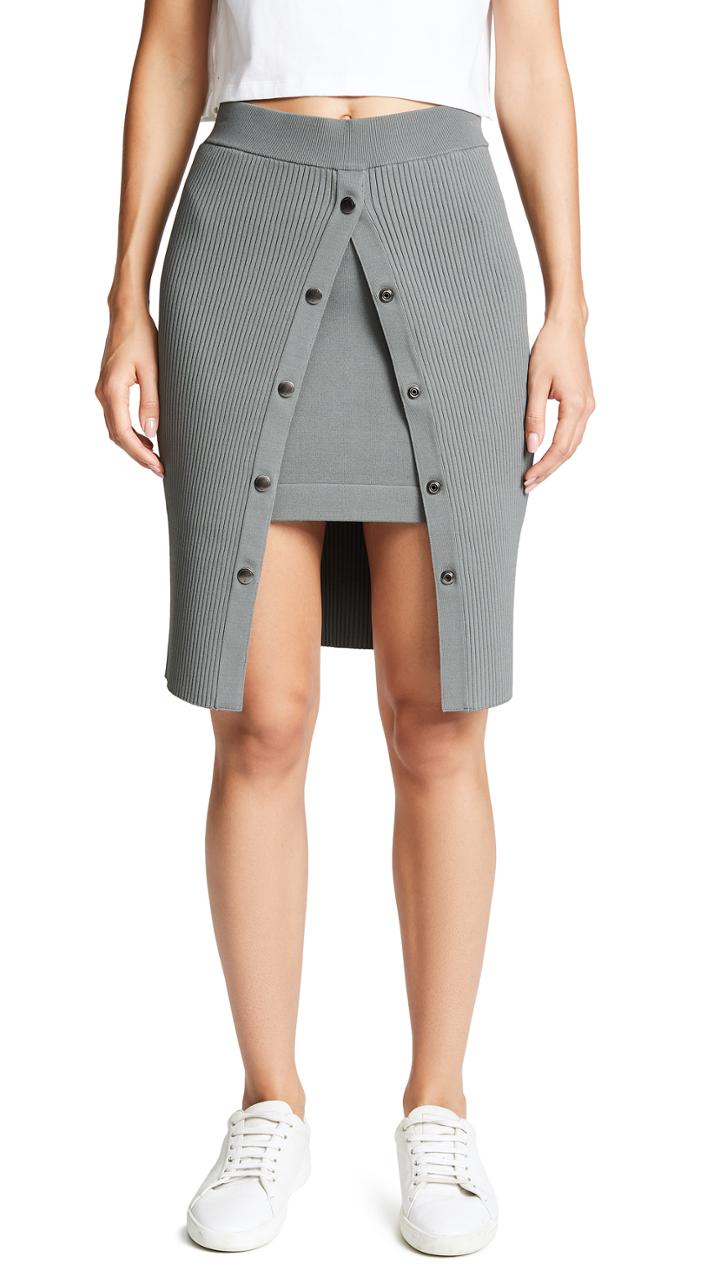 T By Alexander Wang Bodycon Double Layer Skirt With Snaps