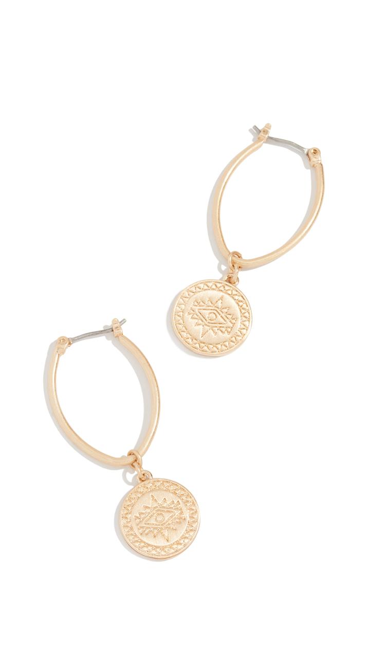 Rebecca Minkoff Etched Coin Hoop Earrings