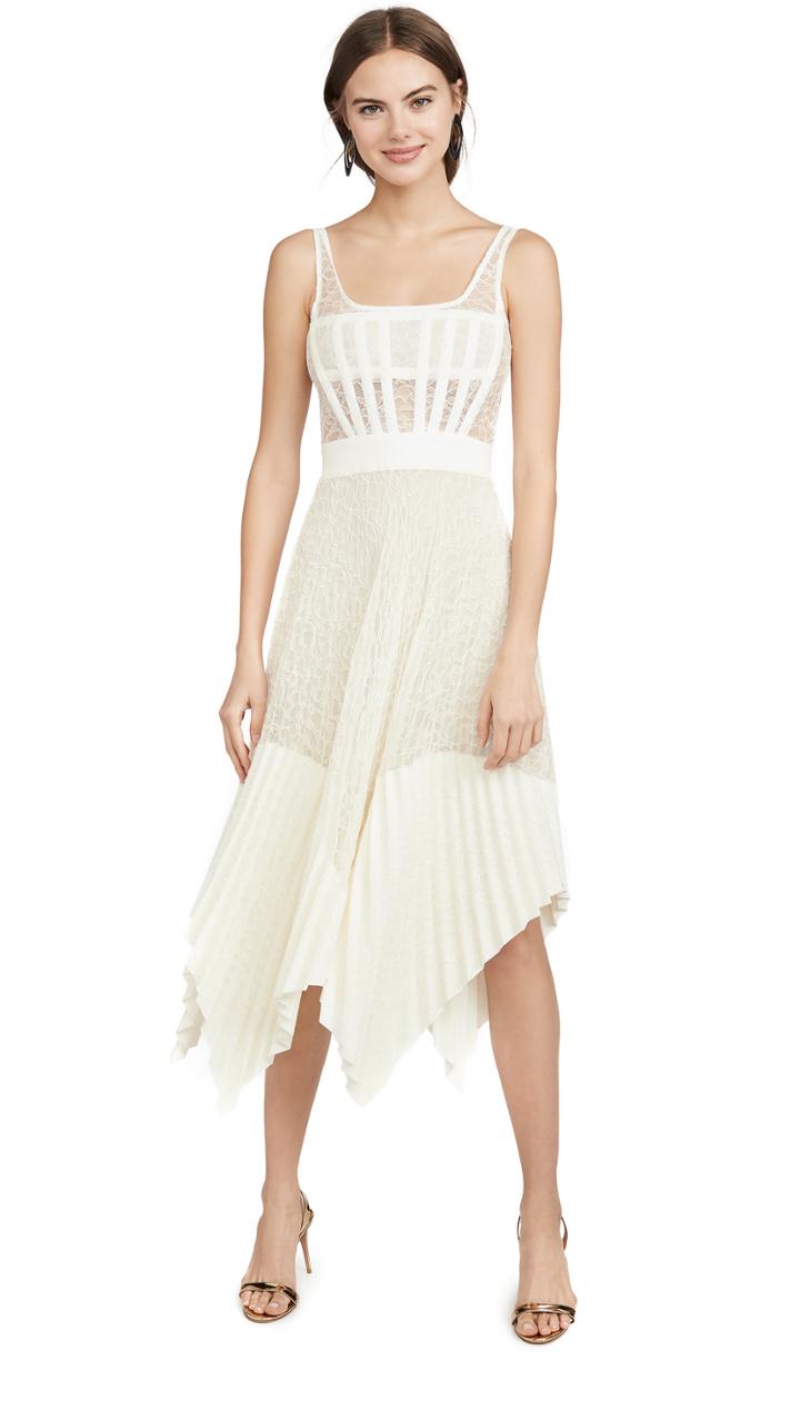 Dion Lee Vein Lace Pleated Corset Dress