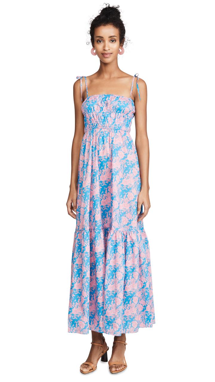 Cynthia Rowley Azores Smocked Maxi Dress