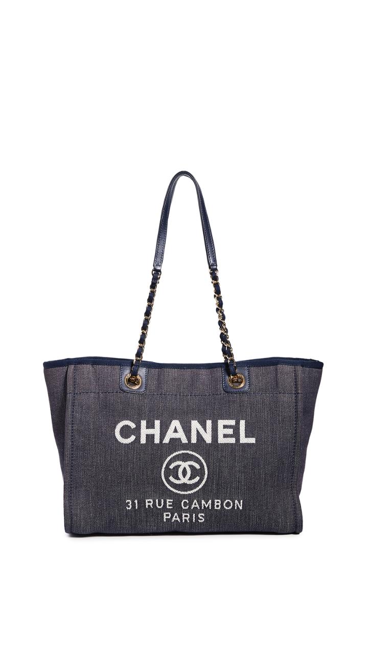 What Goes Around Comes Around Chanel Blue Denim Deauville Bag