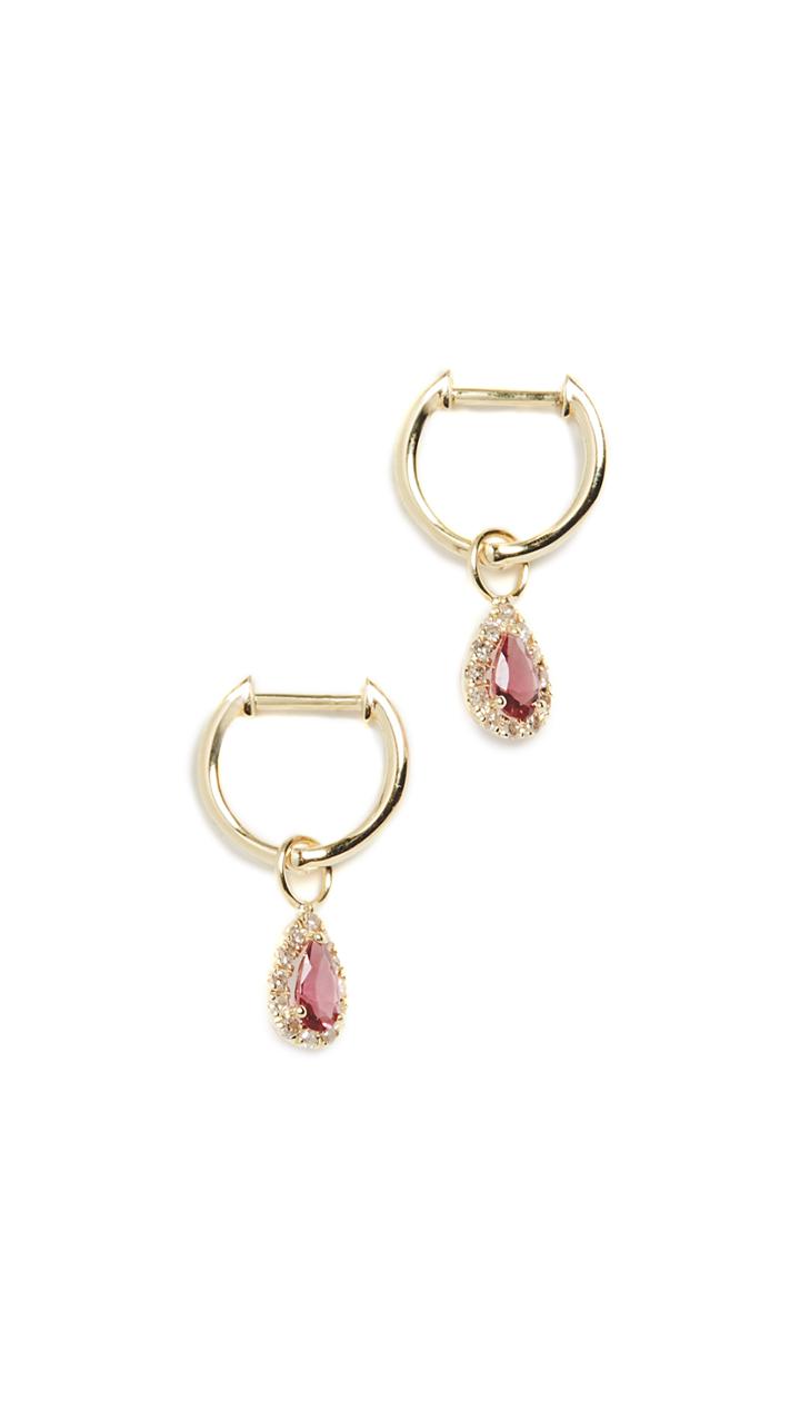 Meira T Pink Teardrop Charm Huggies