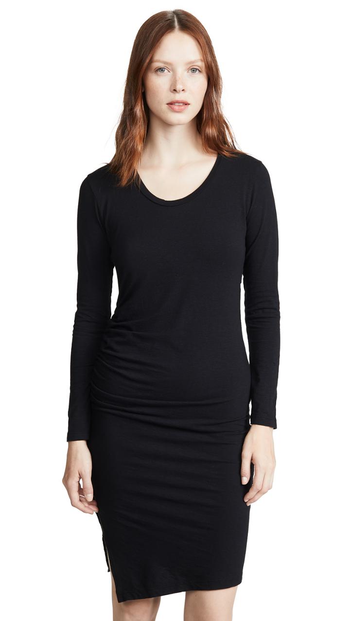 Sundry Long Sleeve Ruched Dress