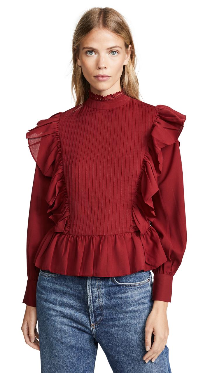 Valencia Vine Romantic Ruffle Blouse