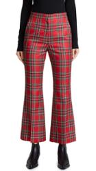 Pushbutton Crop Flare Plaid Pants