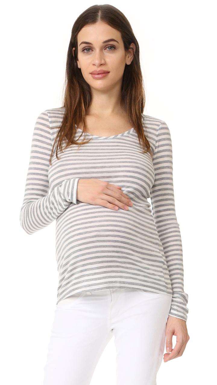 Ingrid Isabel Stripe Long Sleeve Maternity Tee