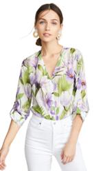 Alice Olivia Colby Draped Button Down Top