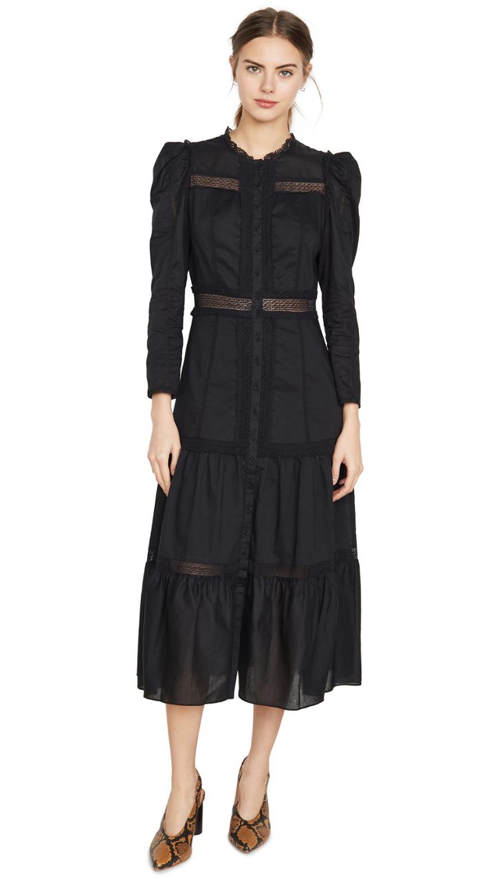 La Vie Rebecca Taylor Long Sleeve Voile Lace Dress