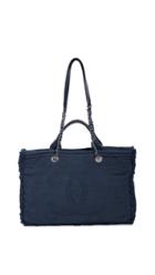 What Goes Around Comes Around Chanel Navy Double Face Tote Medium