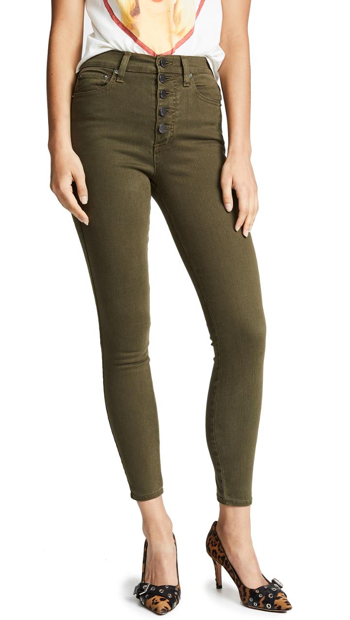 Alice Olivia Jeans High Rise Exposed Button Jeans