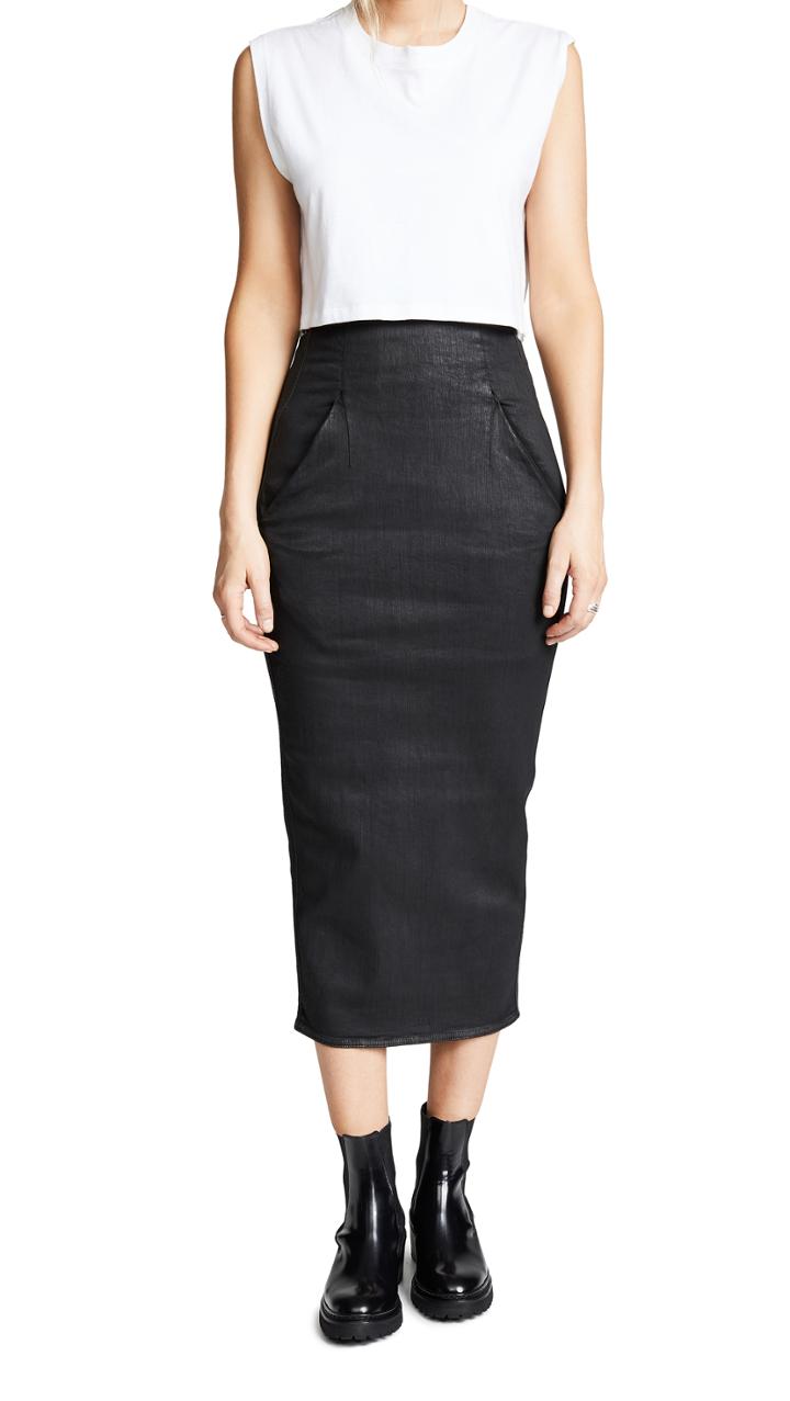 Rick Owens Drkshdw Dirt Pillar Calf Length Skirt