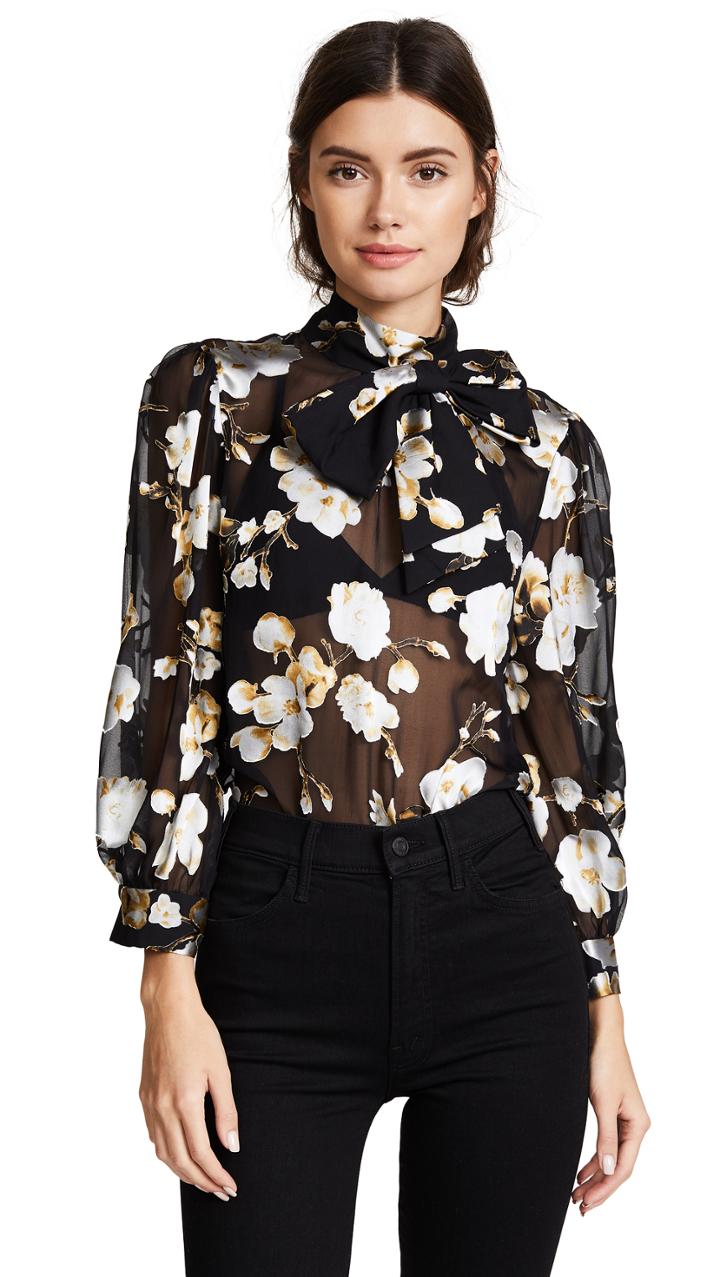 Alice Olivia Violeta Bow Blouse