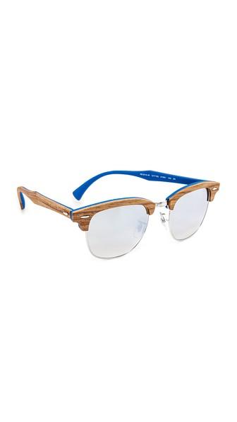 Ray Ban Wood Clubmaster Flash Sunglasses
