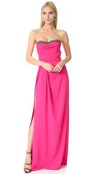 Marchesa Notte Strapless Crepe Gown